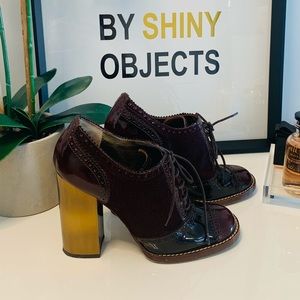 Dolce & Gabbana chunky gold heel mohair booties